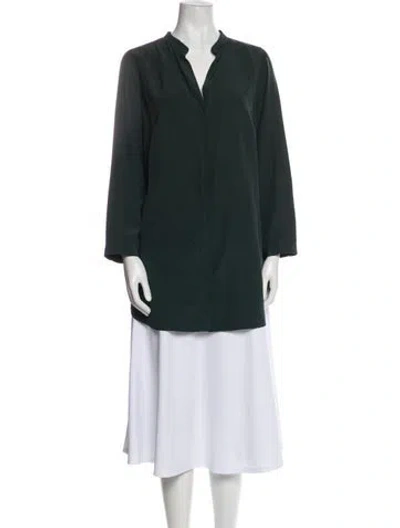 Pre-owned Akris Punto Silk V-neck Tunic In Green
