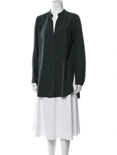Pre-owned Akris Punto Silk V-neck Tunic In Green