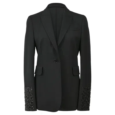 Akris Punto Single-breasted Beaded Cuff Blazer In Black Wool