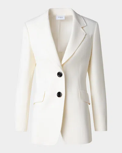 Akris Punto Single-breasted Wool Gabardine Captain Blazer Jacket In Cream