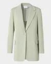 Akris Punto Single-breasted Wool Tricotine Boyfriend Blazer In Green