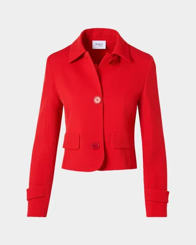 Akris Punto Single-breasted Wool Tricotine Boxy Jacket In Red