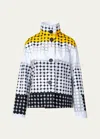 AKRIS PUNTO SKYSCRAPER FACADE PRINT TECHNO TAFFETA SHORT JACKET
