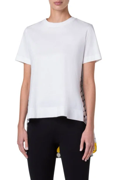 Akris Punto Skyscraper High-low Cotton T-shirt In Cream-multicolor