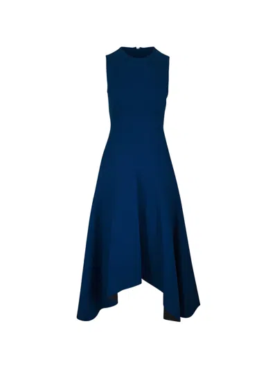 Akris Punto Sleeveless Asymmetric Midi Dress In Blue