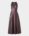 Akris Punto Sleeveless Belted Metallic Midi Dress