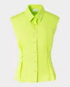 Akris Punto Sleeveless Button-waist Cotton Poplin Shirt In Green