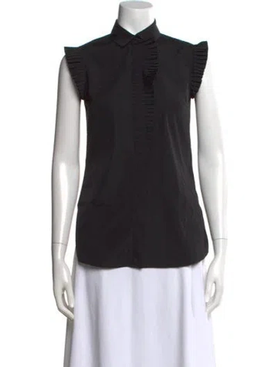 Pre-owned Akris Punto Sleeveless Button-up Top In Black