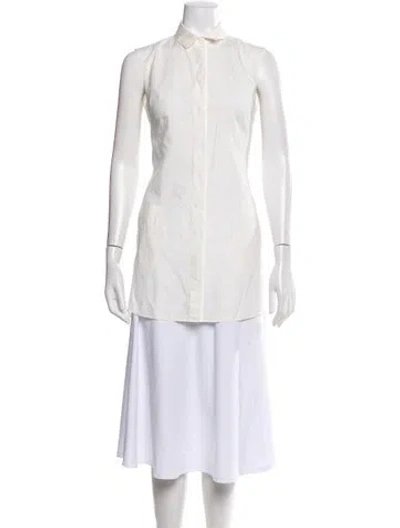 Pre-owned Akris Punto Sleeveless Button-up Top In Neutral