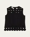 Akris Punto Sleeveless Cutout Polka Dot Top In Black