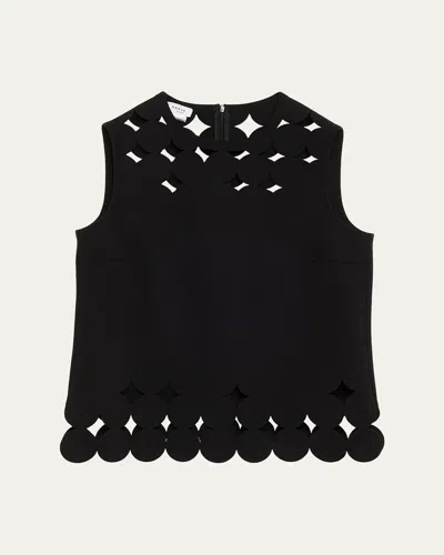 AKRIS PUNTO SLEEVELESS CUTOUT POLKA DOT TOP