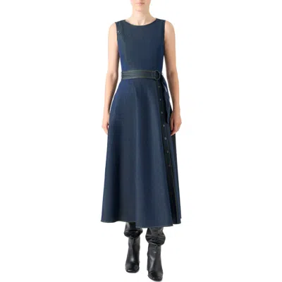Akris Punto Sleeveless Denim A-line Dress In Blue
