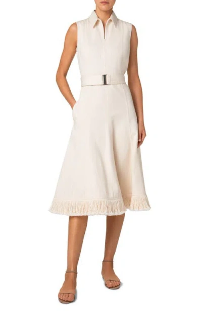 Akris Punto Sleeveless Denim Belted Shirtdress In Cashew