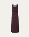Akris Punto Sleeveless Layered Sheer Viscose Knit Drawstring Midi Dress