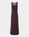 Akris Punto Sleeveless Layered Sheer Viscose Knit Drawstring Midi Dress