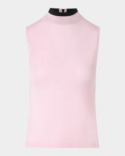 Akris Punto Sleeveless Merino Knit Mock-neck Top In Pink