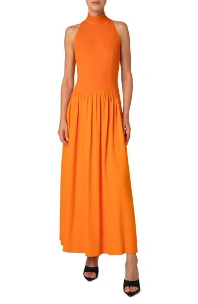 Akris Punto Sleeveless Mixed Media Dress In Orange