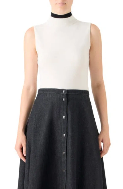 Akris Punto Sleeveless Mock Neck Virgin Wool Sweater In White