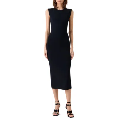 Akris Punto Sleeveless Viscose Jersey Back-cutout Midi Dress In Black