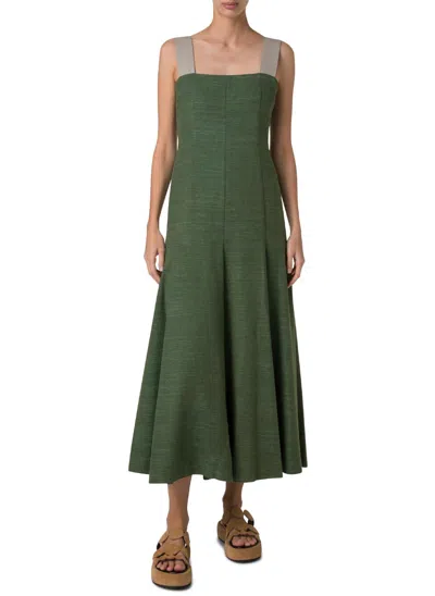 Akris Punto Sleeveless Square Neck Dress In Laurel In Green