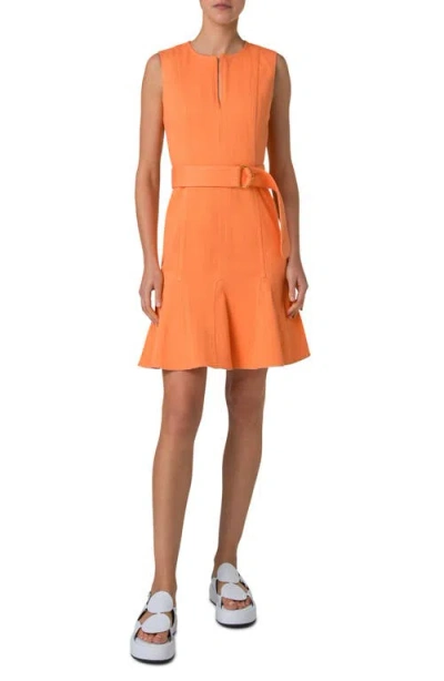 Akris Punto Sleeveless Stretch Denim Belted Dress In Peach