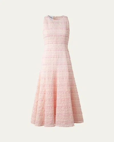Akris Punto Sleeveless Tweed Organzino Midi Dress In Pale Pink-multicolor