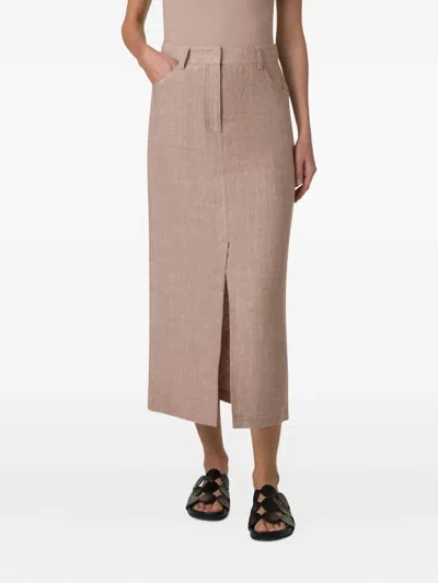 Akris Punto Slit-detail Midi Skirt In Neutrals