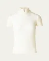 Akris Punto Slit Mock-neck Short-sleeve Sweater In White