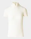 Akris Punto Slit Mock-neck Short-sleeve Sweater In White