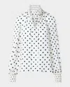 Akris Punto Smocked Polka Dot Silk Crepe De Chine Blouse