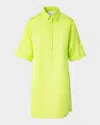 Akris Punto Snap-slits Short-sleeve Mini Shirtdress In Green