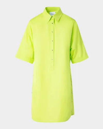 Akris Punto Snap-slits Short-sleeve Mini Shirtdress In Green