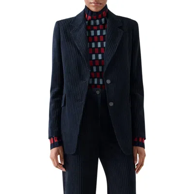 Akris Punto Soft Techno Corduroy Tailored Jacket In Blue