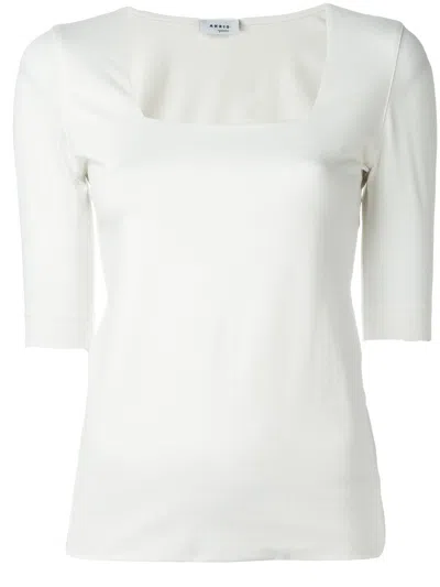 Akris Punto Square Neck Top In White