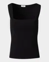 Akris Punto Square-neck Viscose Stretch Rib Tank Top In Black