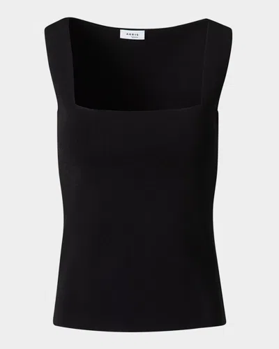 Akris Punto Square-neck Viscose Stretch Rib Tank Top In Black