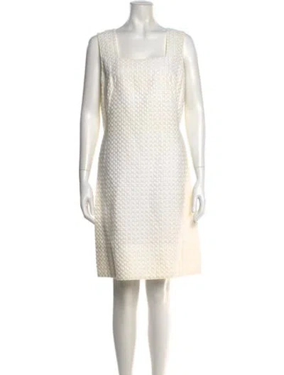 Pre-owned Akris Punto Square Neckline Knee-length Dress In Neutral