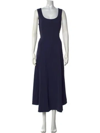 Pre-owned Akris Punto Square Neckline Long Dress In Blue