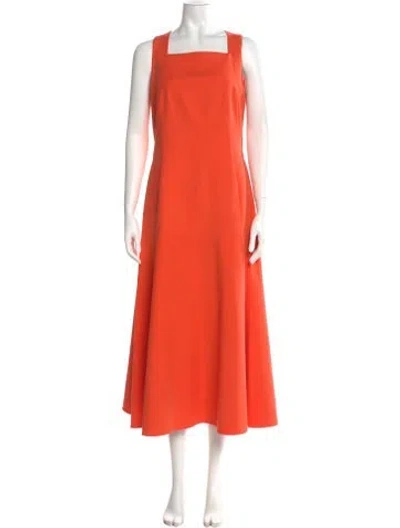 Pre-owned Akris Punto Square Neckline Long Dress In Orange