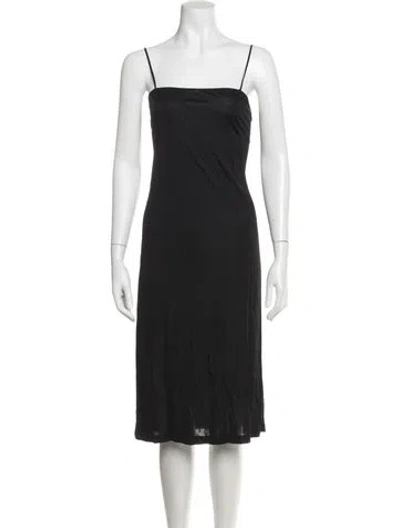 Pre-owned Akris Punto Square Neckline Midi Length Dress In Black