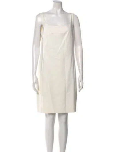 Pre-owned Akris Punto Square Neckline Mini Dress In Neutral