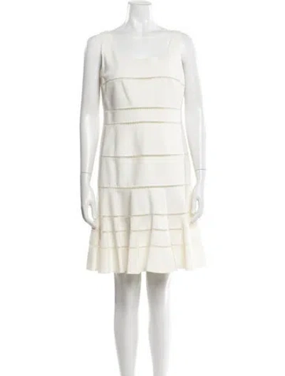 Pre-owned Akris Punto Square Neckline Mini Dress In White
