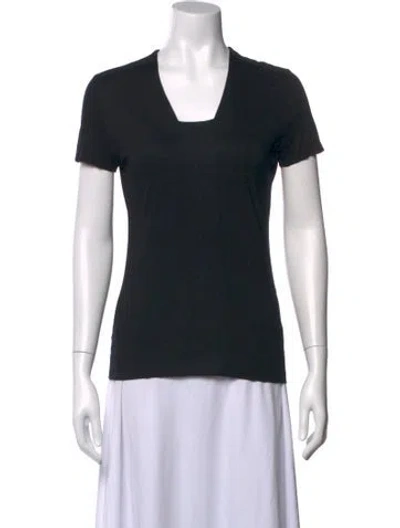 Pre-owned Akris Punto Square Neckline Short Sleeve T-shirt In Black