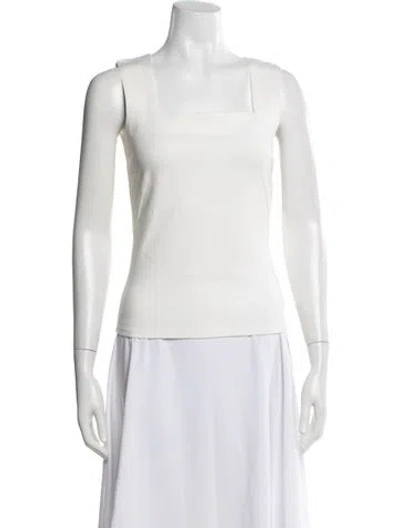 Pre-owned Akris Punto Square Neckline Sleeveless Top In White
