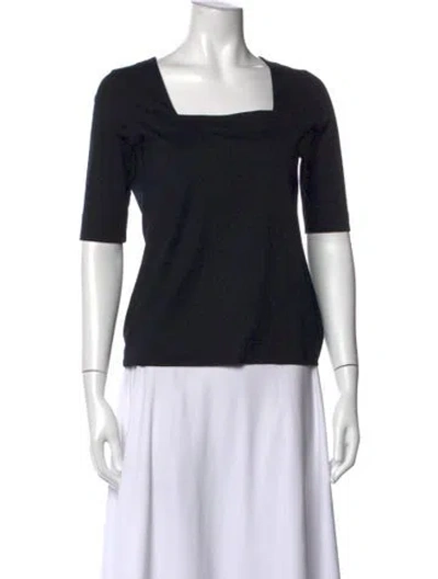 Pre-owned Akris Punto Square Neckline Three-quarter Sleeve Top In Black