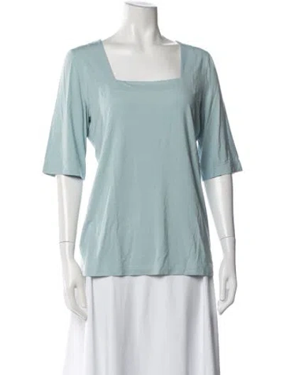 Pre-owned Akris Punto Square Neckline Three-quarter Sleeve Top In Blue