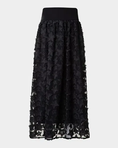 Akris Punto Star Embroidered Midi Skirt In Black