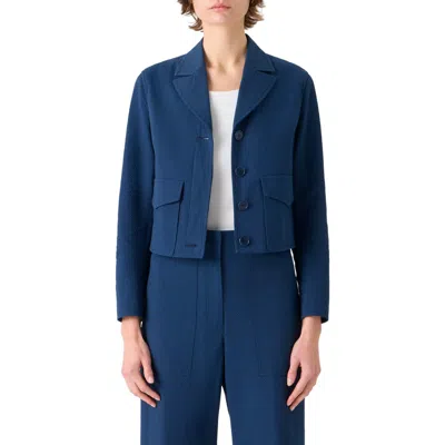 Akris Punto Straight Fit Cotton Stretch Seersucker Jacket In Blue