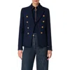 Akris Punto Double-breasted Illusion Canvas Crepe Blazer In Navy