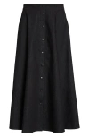 Akris Punto Stretch Denim Button-front Midi-skirt In Black